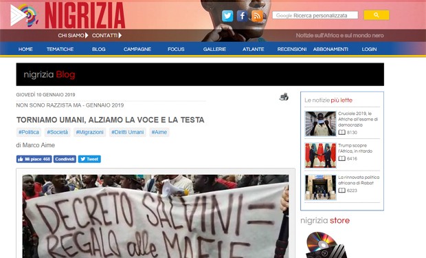 Alzare la testa per restare umani. O domani sarà tardi. Un commento su “Nigrizia”
