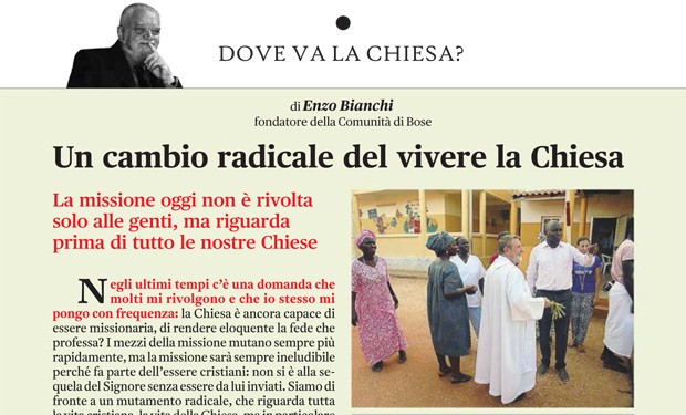 Chiesa missionaria allo specchio. Enzo Bianchi su