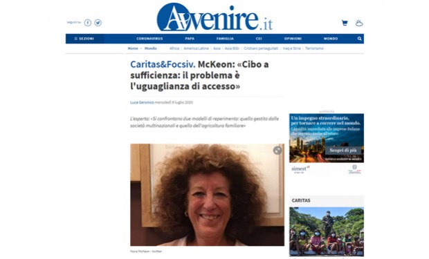 Nora McKeon su “Avvenire”: Il destino del pianeta e il «valore sociale, culturale, spirituale del cibo»