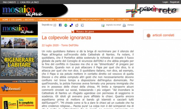 La Cattedrale di Nantes, l’ignoranza e la violenza. Una riflessione di Tonio Dell’Olio