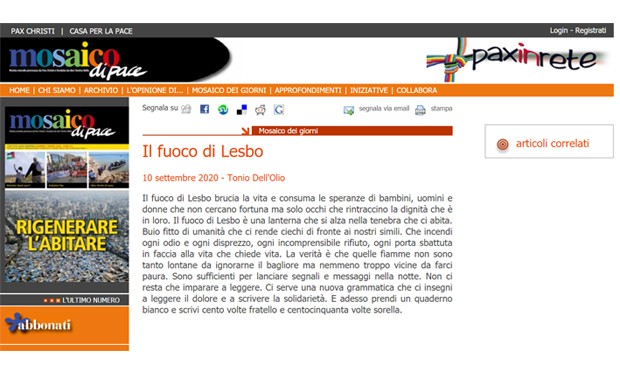 Il rogo di Moria e quel «buio fitto di umanità che ci rende ciechi di fronte ai nostri simili»