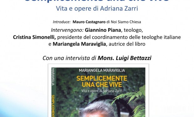 Presentazione del libro su Adriana Zarri il 20 marzo su YouTube