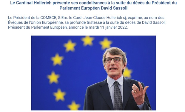 David Sassoli, «straordinario italiano e orgoglioso europeo»: le condoglianze dei vescovi europei