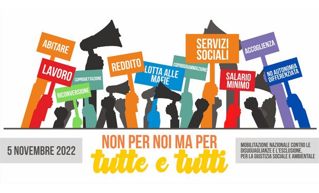 Mobilitazione nazionale “Non per noi ma per tutte e tutti!”: il 5 novembre a Roma contro le disuguaglianze