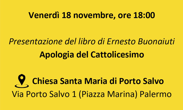 “Apologia del cattolicesimo”: a Palermo la presentazione del libro di Ernesto Buonaiuti