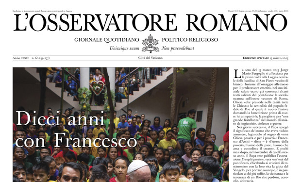 I 10 anni di papa Francesco: Flavio Lotti sull’Osservatore Romano