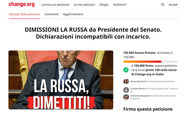 Un successo la petizione che chiede le dimissioni di Ignazio La Russa
