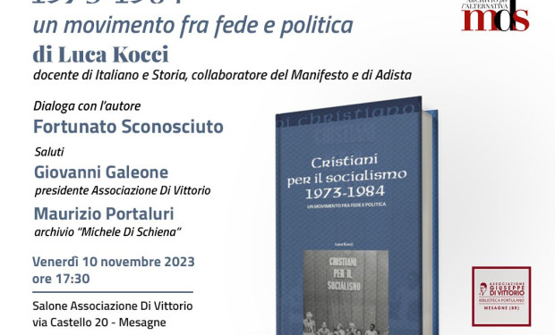 Cristiani per il socialismo: presentazione del libro a Mesagne il 10 novembre
