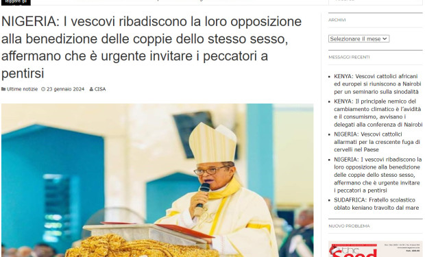 Nigeria: nuovo documento conferma l'ostilità della Chiesa africana alla 