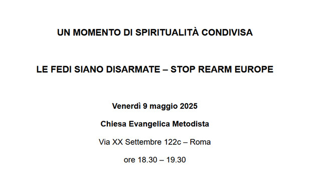 Roma: contro la guerra e il riarmo dell'UE, un momento di spiritualità interreligiosa