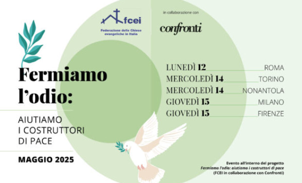 Fermiamo l'odio, aiutiamo i costruttori di pace. Inizia domani mini tour di sensibilizzazione in Italia