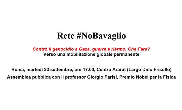 Contro il genocidio a Gaza, contro guerre e riarmo: Assemblea pubblica a Roma