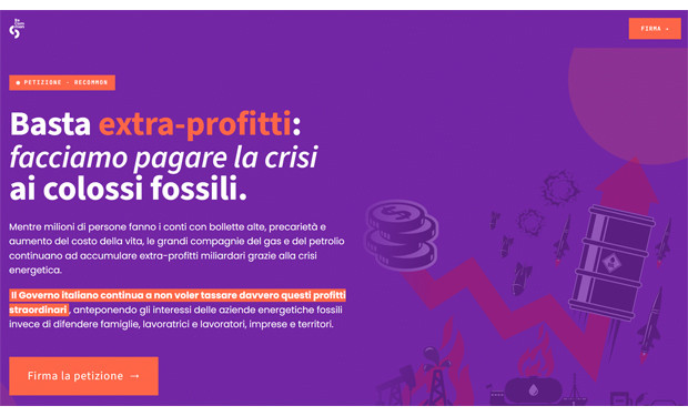 La crisi energetica sulle spalle dei cittadini: una petizione per tassare gli extra-profitti dei colossi fossili